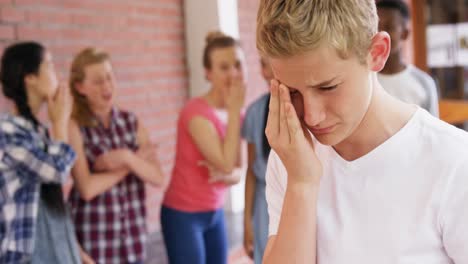 school friends bullying a sad boy in school premise 4k