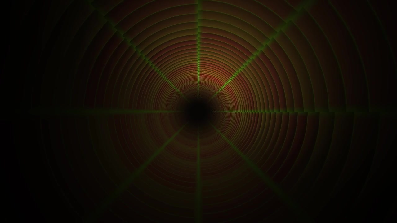 Seamless Loop of a Dark Abstract Tunnel with Red and Green Lines