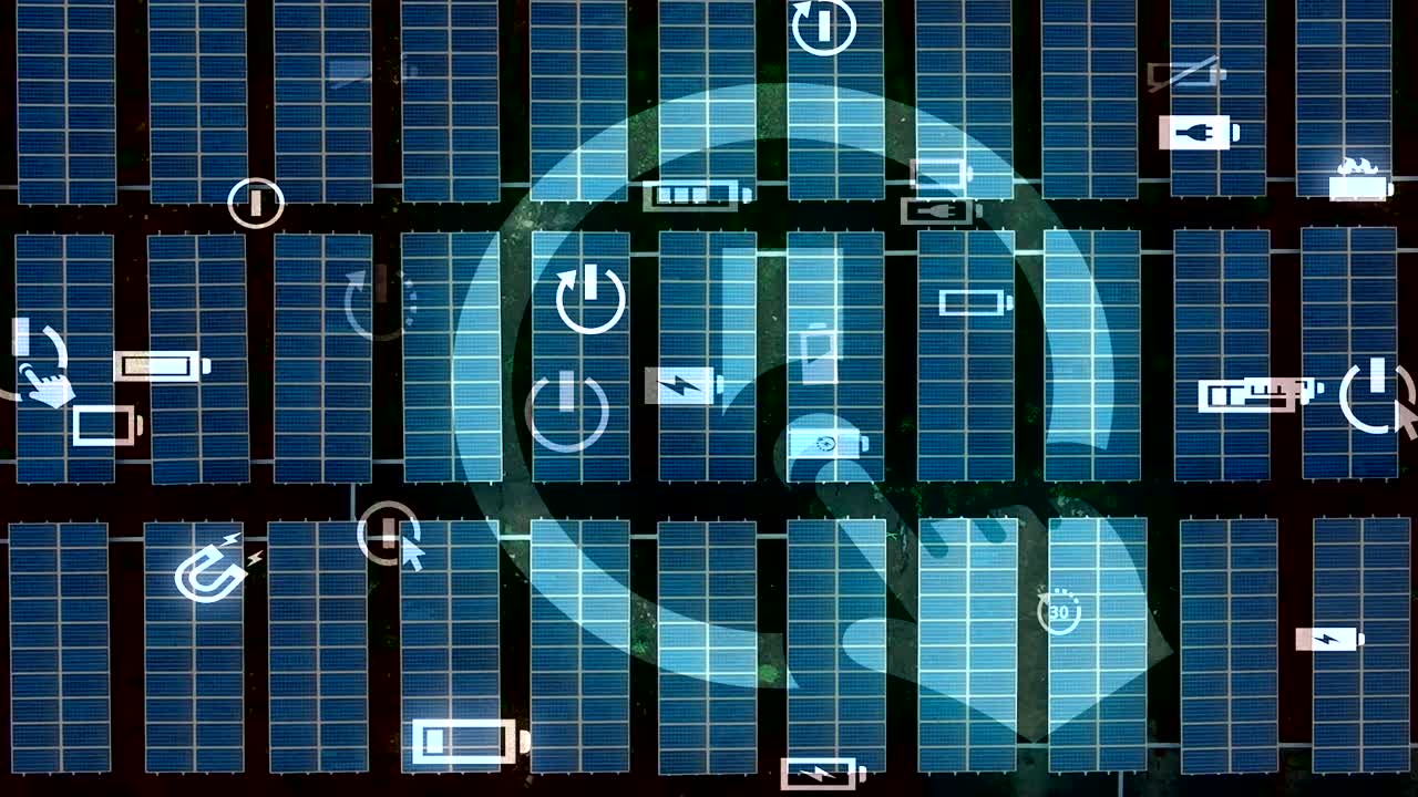 케냐의 미래형 그래픽 오버레이가 있는 태양 전지판