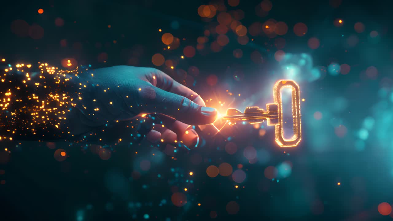 Hand Holding a Glowing Key