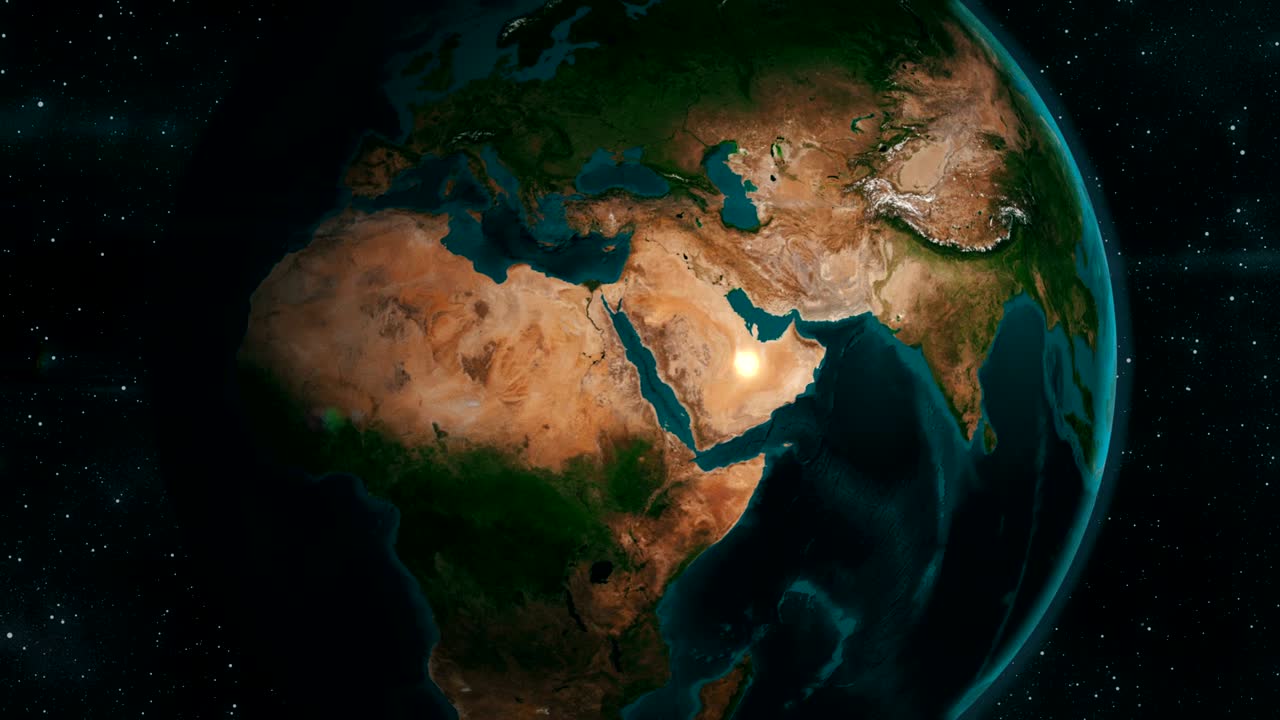 중동으로 지구, 4k 애니메이션