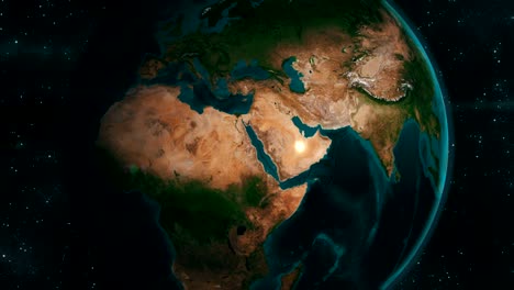 earth zoom to the middle east, 4k animation