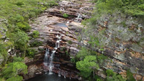 Epic-Drone-Shot-a-Beautiful-Wild-Jungle-with-a-Series-of-Waterfalls