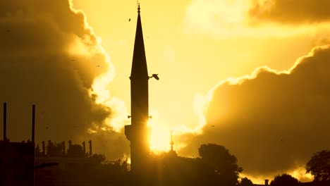 sunset mosque and clouds