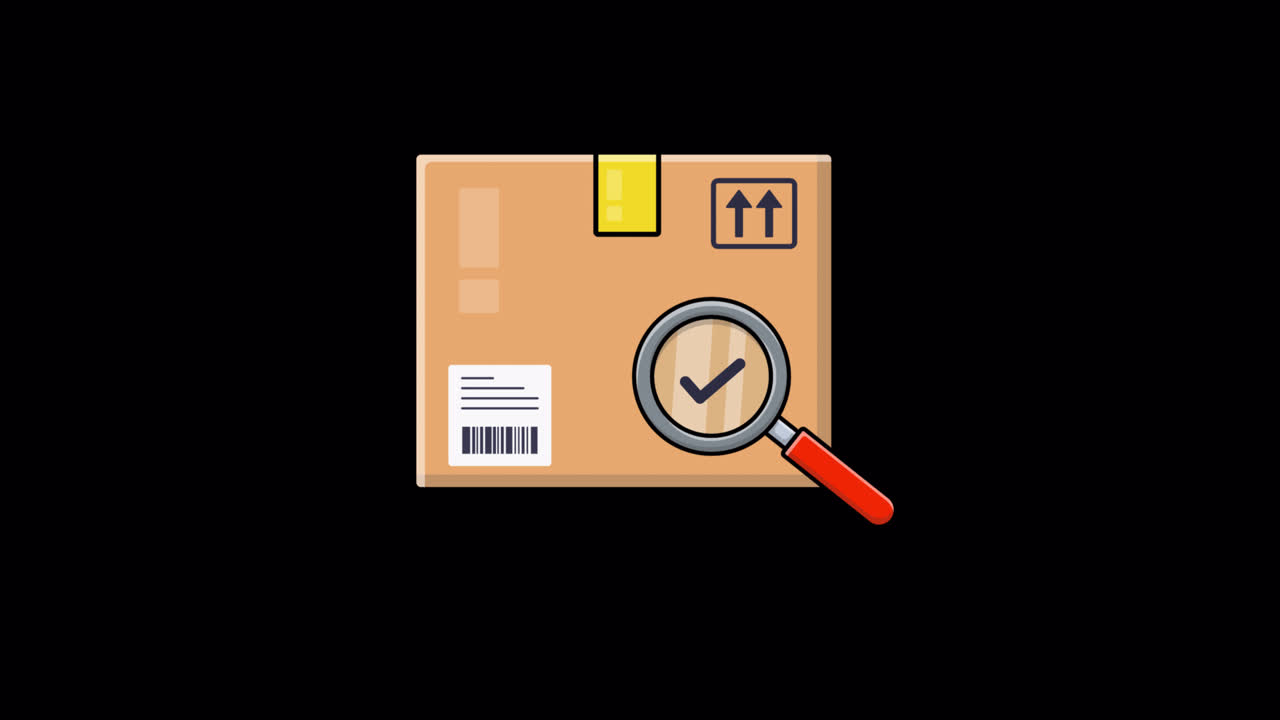 Animated Magnifying Glass Scanning a Cardboard Package