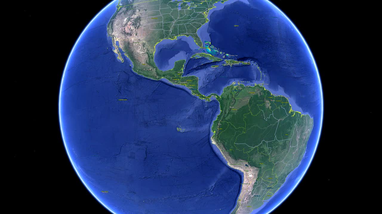 guyana con bandera. tierra 3d en el espacio - zoom en guyana exterior