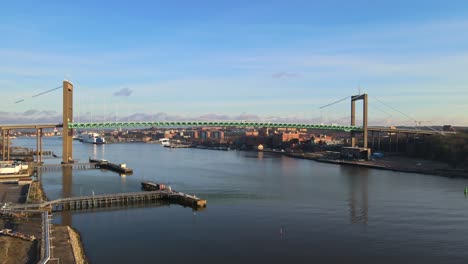 alvsborgsbron suspension bridge in gothenburg, sweden. - aerial