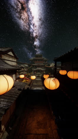 night time view of a traditional chinese city with lanterns