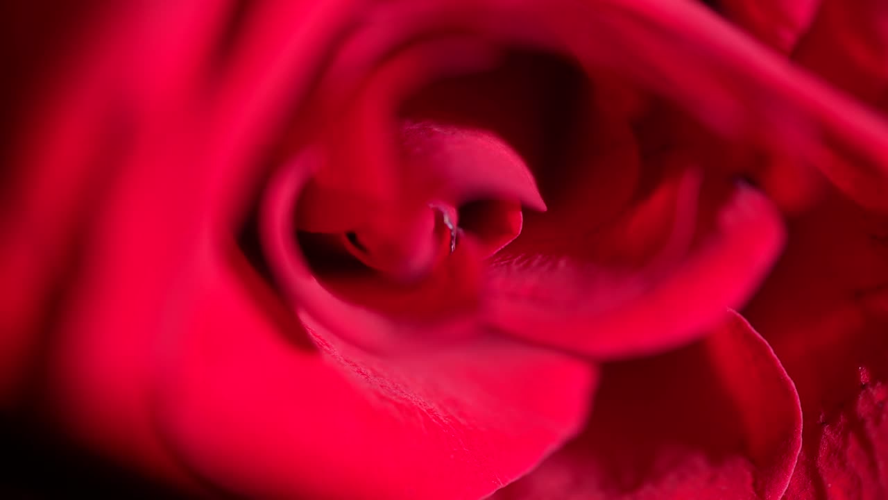 Shadow Hiding A Illuminated Beautiful Red Rose With Vibrant Petals, Close Up Detailed Shot.