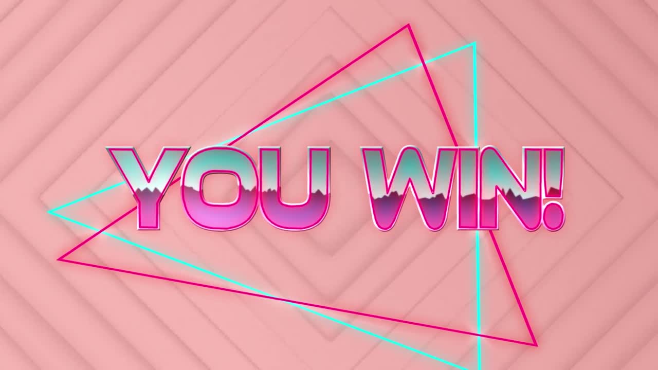 분홍색 배경의 사각형 위에 텍스트를 이기는 애니메이션