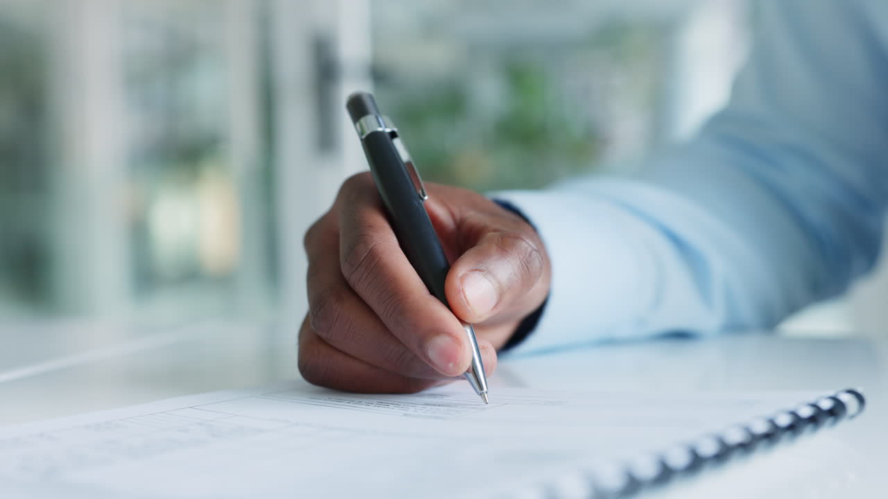 Innovation, planning writing ideas on notebook