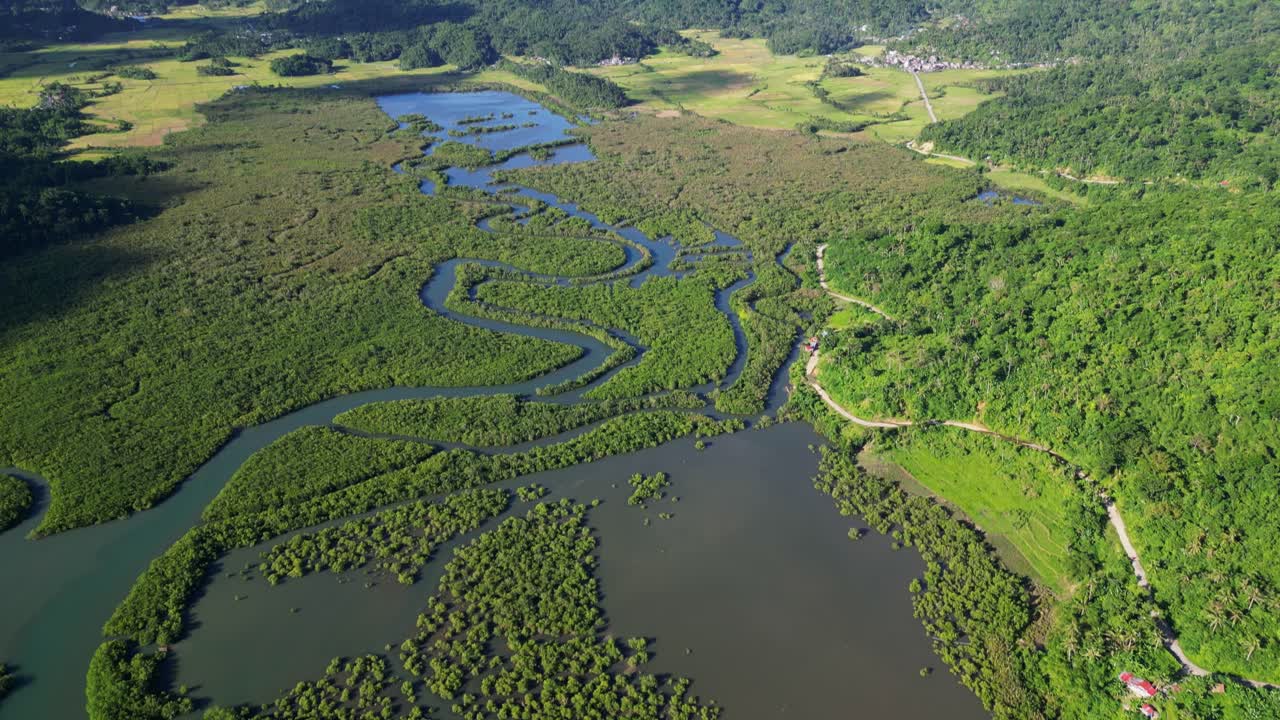 Scenic Rivers And Vegetation In Batalay, Bato, Catanduanes - Drone Shot