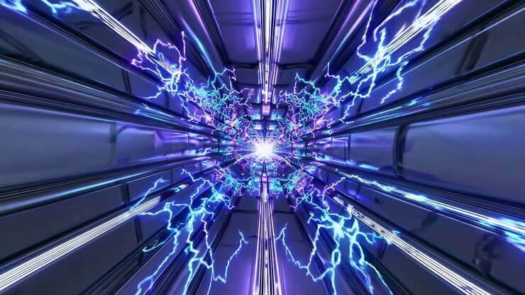 Futuristic tunnel with lightning