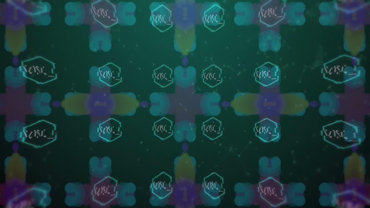 Repeating TMI text in colorful abstract animation with geometric pattern