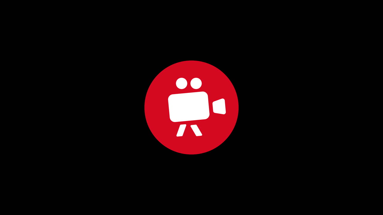 Animated Red Recording Icon with Video Camera Transformation