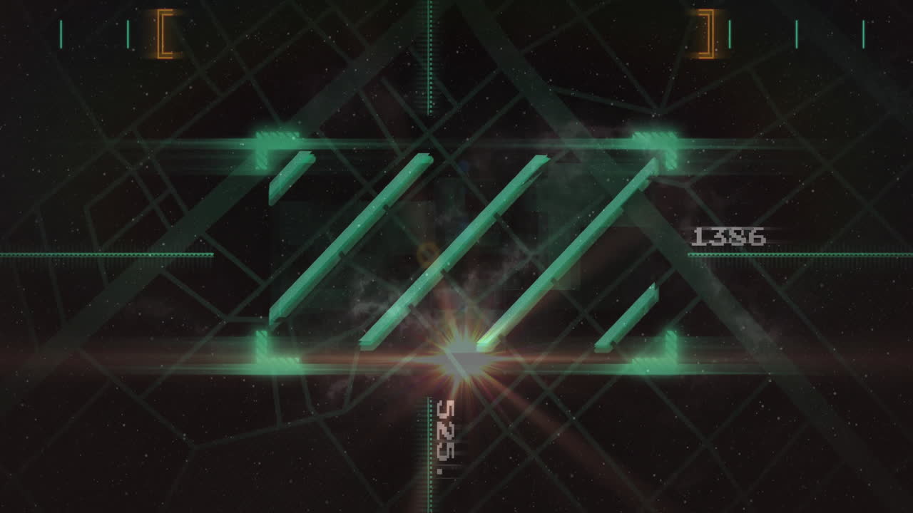 Animation of glowing green lines and numbers creating futuristic digital interface