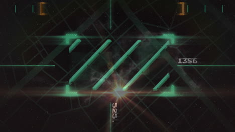 animation of glowing green lines and numbers creating futuristic digital interface