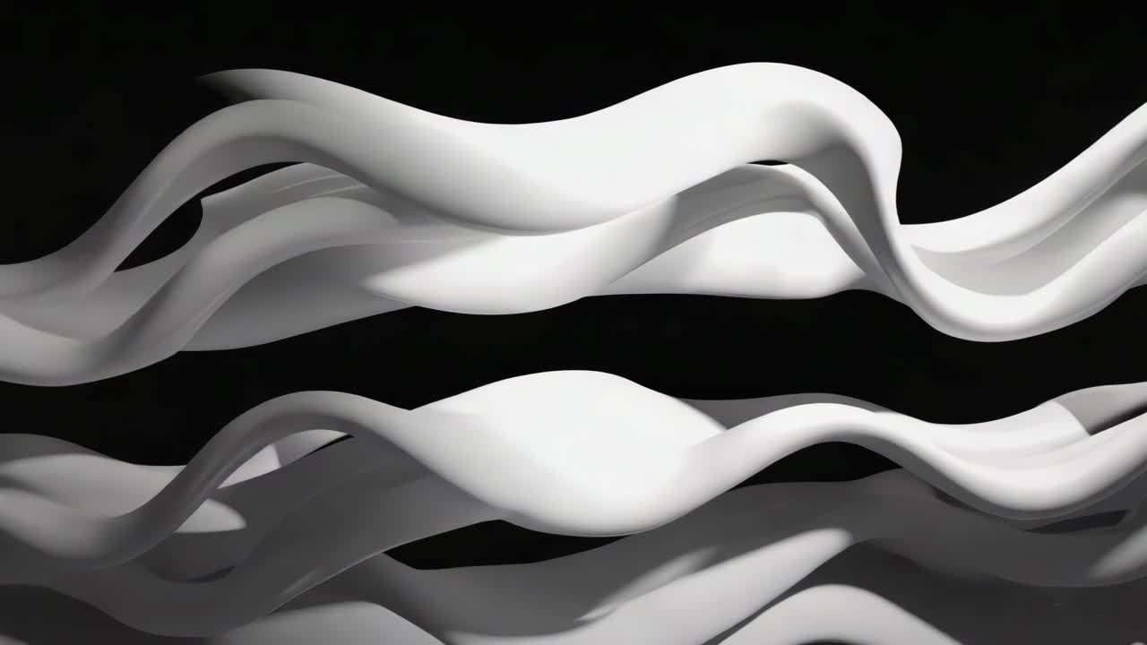 Abstract White Shapes on Black Background