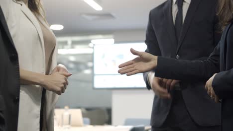 side view of business handshake