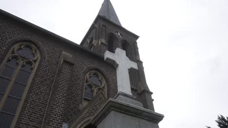 Footage-of-a-cross-in-front-of-a-church-in-germany