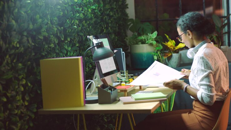 Woman web designer, planning