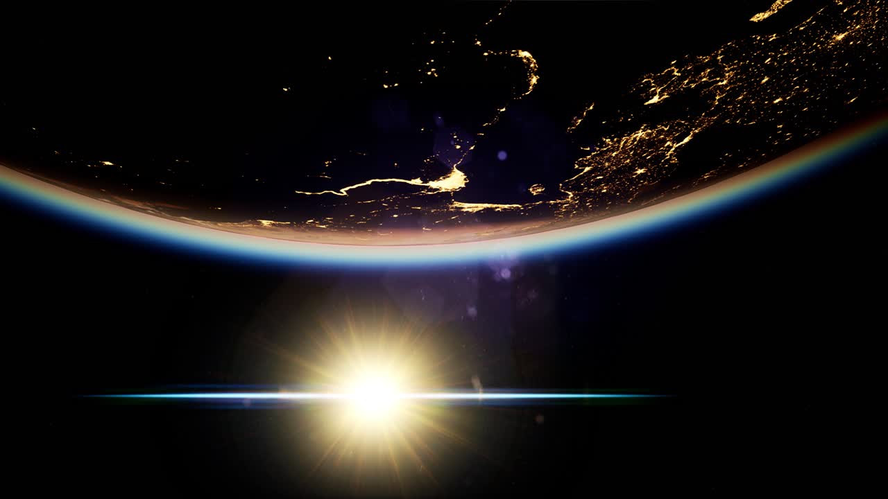 밤에 우주, 태양, 지구