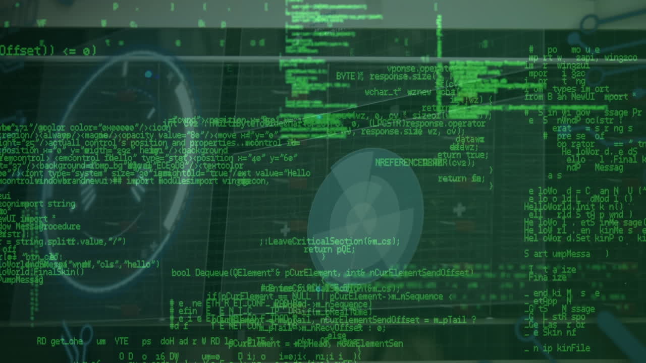 아프리카 수학 방정식과 검은 바탕에 대한 데이터 처리의 애니메이션