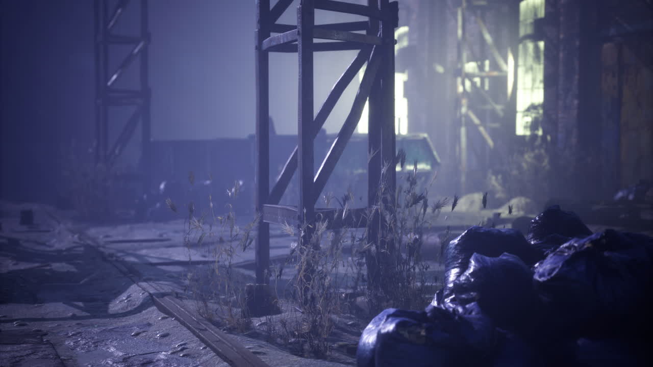 Mysterious urban landscape illuminated by soft light in an abandoned area