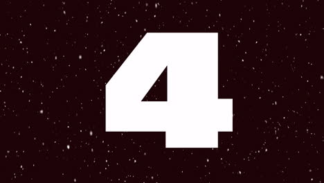 countdown numbers animation over falling snowflakes on dark background