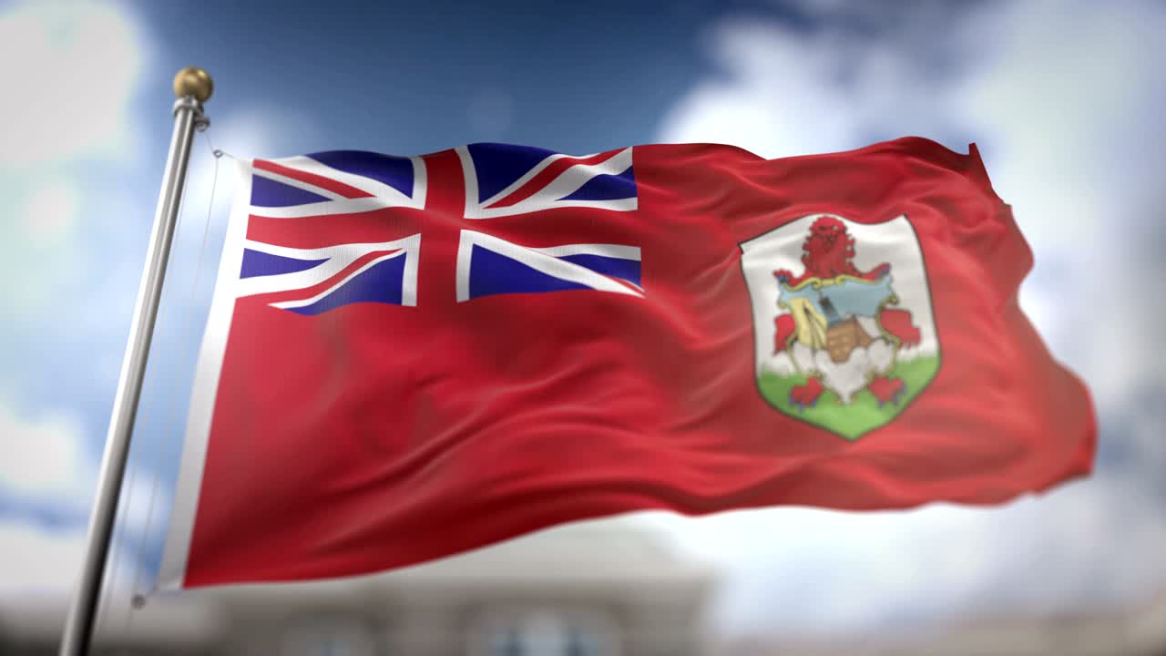 베르무다 발을 흔들고 있는 느린 동작 3d 렌더링 파란 하늘 배경 - 원활한 루프 4k