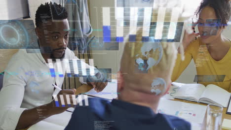 animation of data processing over diverse business people