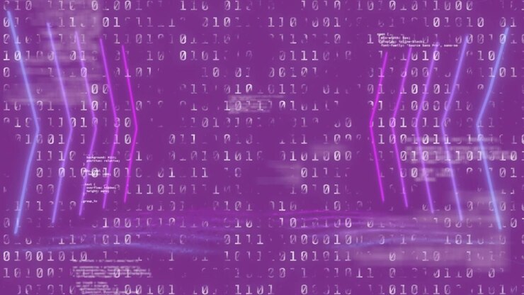 Binary digits cascading sparking neon arrows pulsing shifting inward outward visualizing data flow