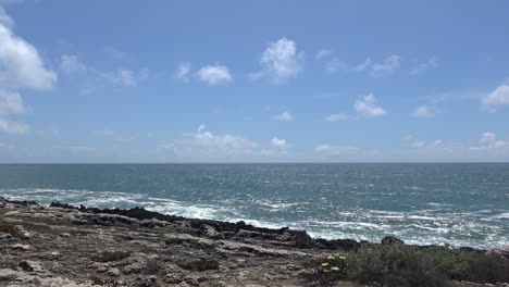 clean ocean and a rocky shore