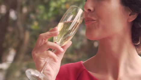 Smiling-woman-drinking-champagne-