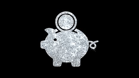sparen sie geld mit dem icon der sparsamkeitskasse, glänzende glitzer-schleife, blinkende partikel.