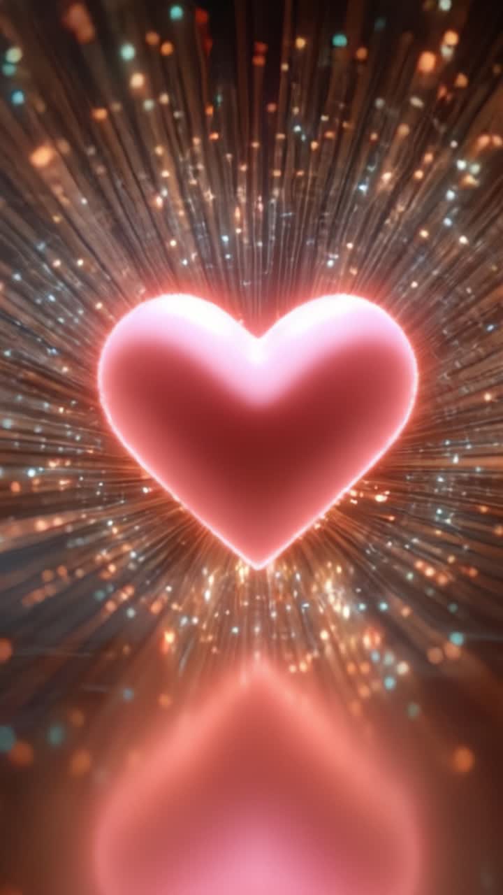 Un cuore luminoso circondato da scintille radiose, che emana amore e calore in uno spettacolare display visivo di affetto e vibrante gioia