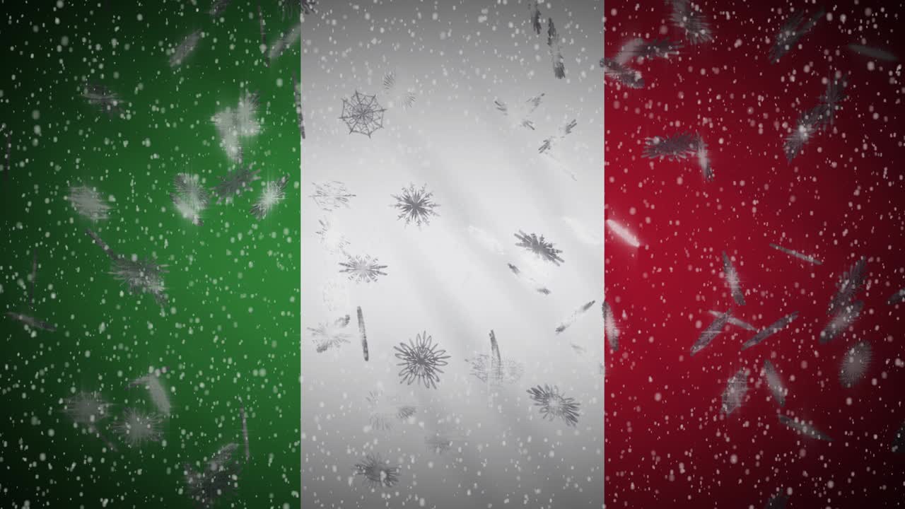 이탈리아 발이 눈을 내리고, 루프, 새해와 크리스마스 배경, 루프