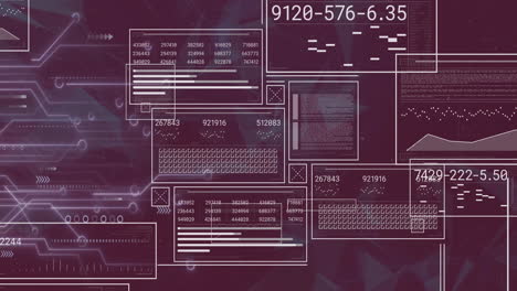 Animation-of-financial-data-processing-on-screens-over-dark-background