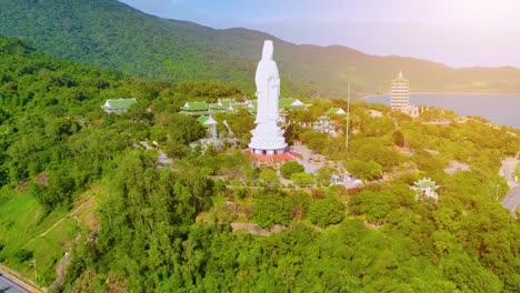 aerial view of ling ung pagoda, son tra peninsula, da nang, vietnam