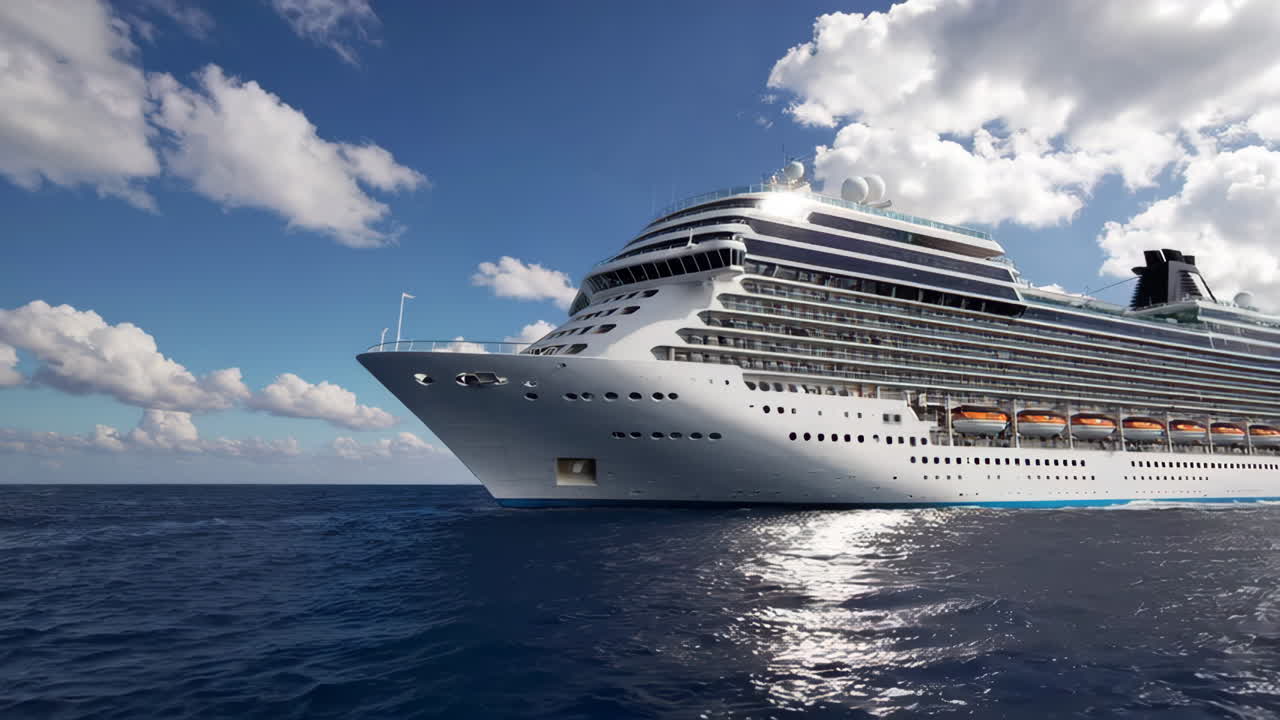 Large Cruise Ship Sailing on the Ocean