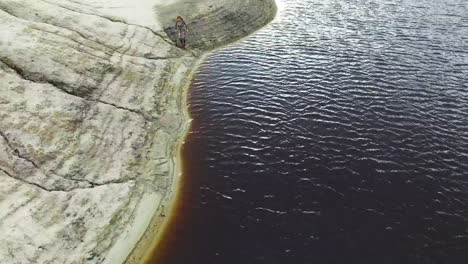 dark water and shoreline aerial view