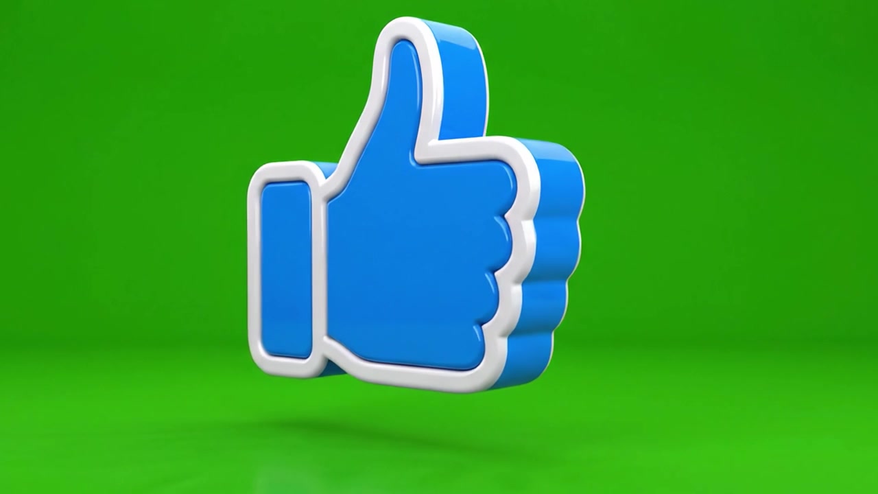 Uma visualização vibrante de um ícone azul de "curtir" contra um fundo verde brilhante, perfeito para conteúdo digital e temas de redes sociais.
