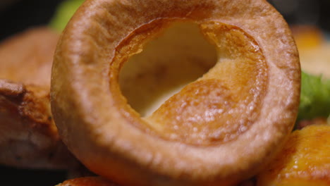 close-up of a yorkshire pudding from a roast dinner