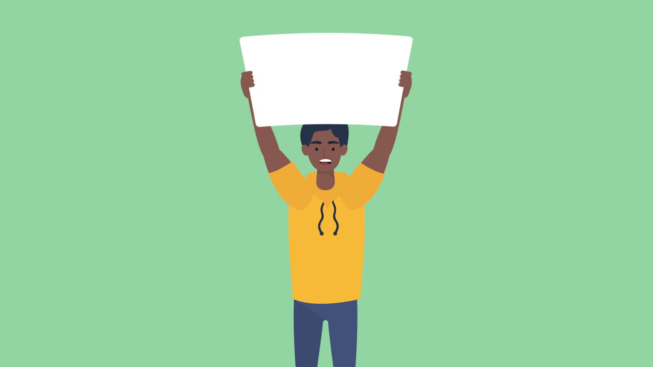 young afro man protesting for human rights