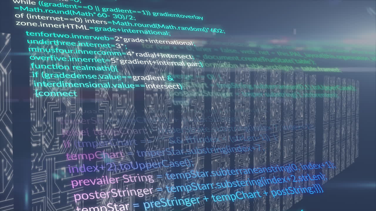 animación del procesamiento de datos sobre fondo azul