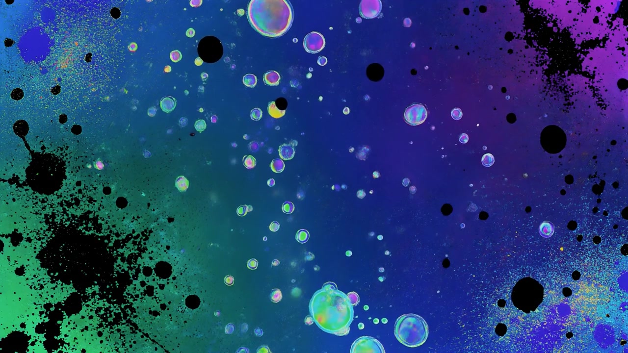 Bolle colorate astratte che fluttuano su sfondo sfumato