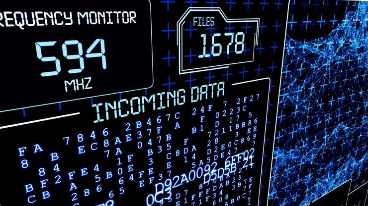 Word "Danger" flickes on a HUD Futuristic technological background