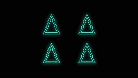 patrón de árboles de navidad verde con luz de neón
