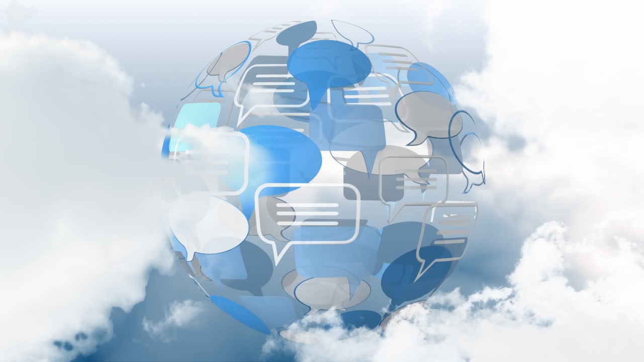 Message bubble icon and clouds