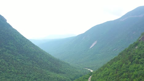 Drone-Flying-Through-Mountain-Valley-Of-New-Hampshire-Landscape